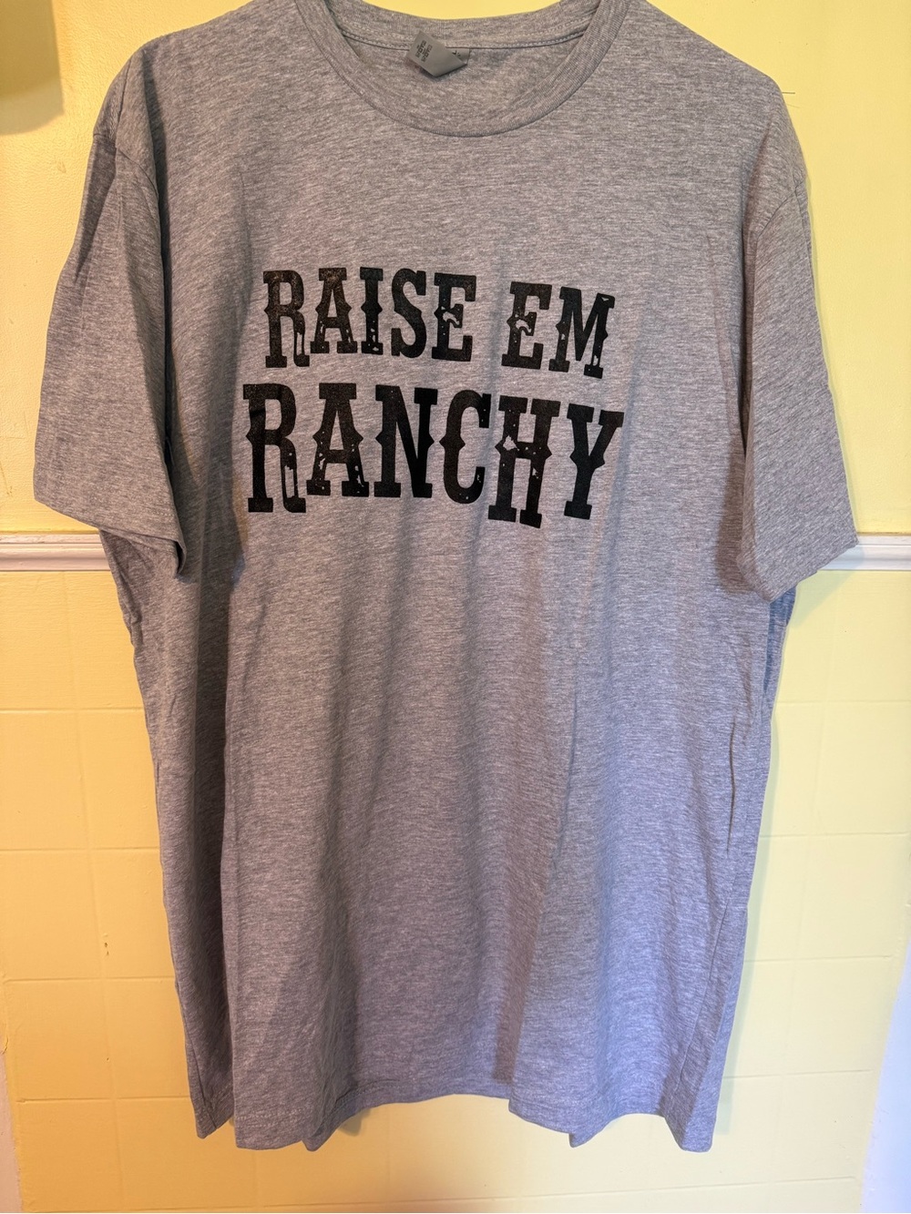 Next Level Apparel Gray Short-Sleeve Tee with RAISE EM RANCHY Print